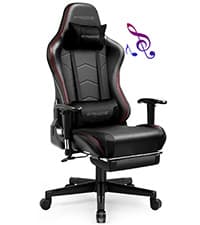 GTRACING Gaming Chair,Office Chair with Pocket Spring Lumbar Support, Ergonomic Comfortable Wide Office Desk Computer Chair with Outward Fixed Soft Armrests and Footrest (PU Leather, Black)