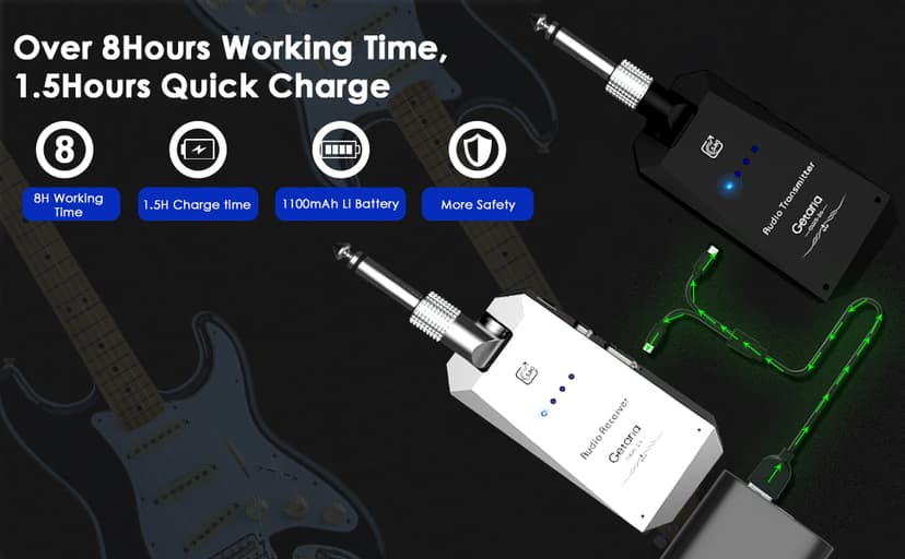 5.8Hz Guitar Wireless System Anti-Interference Instrument 4Channels Wireless Transmitter Receiver Digital Audio Cordless System Bass For Electric Guitars Bass