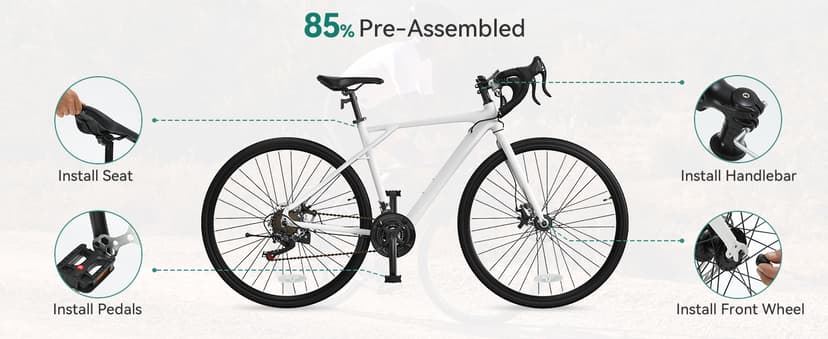 YITAHOME 700C Road Bike, 21 Speed Commuter Bicycle for Men Women, Lightweight Aluminum Frame Racing Bike, Adult Bicycle with Dual Disc Brake