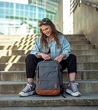 BAGSMART College Laptop Backpack, Travel Backpack for Women, Quilted Casual Daypack, Water-Resistant Bookbag for 15.6 Inch Laptop, Black