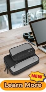 MATEIN Electronics Organizer Travel Case, Water Resistant Cable Organizer Bag for Travel Essentials, Gifts for Men, Storage Bag for Camera Accessories, Phone, Cord & Tablet, Black