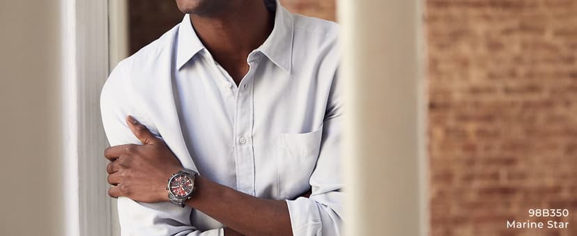 Bulova Men's Marine Star Series C Two-Tone Rose Gold Stainless Steel 6-Hand Chronograph Quartz Watch, Blue Dial Style: 98B301