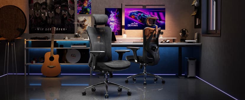 SIHOO M57 Ergonomic Mesh Office Chair, High Back Home Desk Chair with 3D Armrests, Lumbar Support and Adjustable Headrest, Comfortable Computer Chair, Big & Tall Office Chair Hold 330 LBS-Black