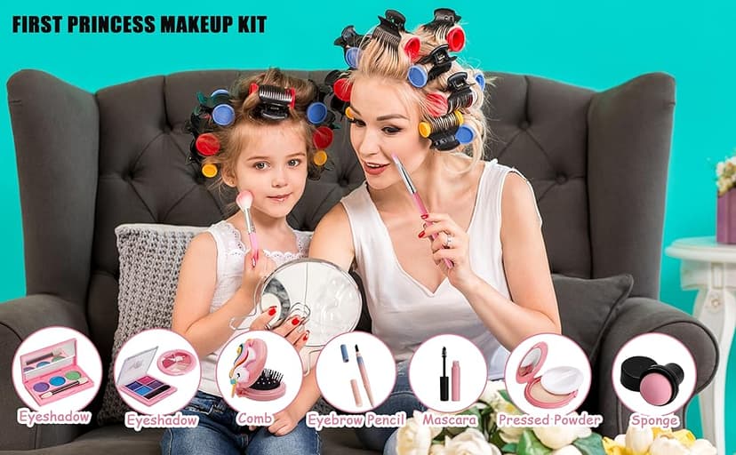 For Ideahome Kids Washable Makeup Girl Toys - Real Make Up Set, Little Girls Makeup Kit for Toddler Kid Children Princess, Christmas Birthday Gift Toys for Girl 4 5 6 7 8 9 10 Year Old