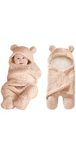 XMWEALTHY Newborn Baby Wrap Swaddle Blanket Knit Sleeping Bag Sleep Sack Stroller Wrap for Baby(Beige) (0-6 Month)