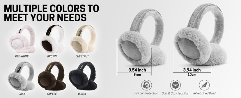 Aurya Ear Muffs - Classic Unisex Ear Warmer Winter Outdoor Earmuffs for Women