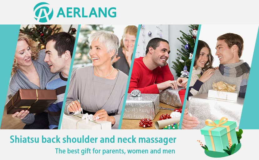 AERLANG Shiatsu Back and Neck Massager, Back Massager Deep Tissue Kneading Neck and Shoulder Massage with Heat, Electric Massage Pillow Fathers Day Gift Ideas from Daughter Son(NOT Cordless)