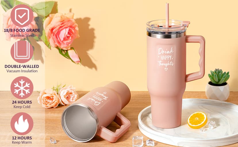 Birthday Gifts for Women Self Care Gifts Get Well Soon Gifts, Rose Relaxing Spa Gifts Basket Care Package w/ Luxury Flannel Blanket 40 oz Tumbler, Mothers Day Gifts for Mom Her Wife Girlfriend Sister