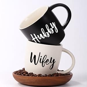 Christmas Gifts for Couples 2025, Wifey Hubby Mugs Set of 2 Coffee Mug, Bridal Shower Gift, Mr and Mrs Coffee Mug, Wedding Couples Gift for Bride Groom, Thanksgiving Gifts