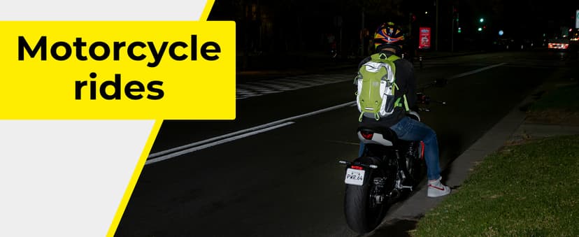 Reflective Motorcycle Backpack – Hi Viz EDC Commuter Bag for Riders, Night Travel, and Daily Use with Helmet Holder, Laptop Compartment, Ventilated Back, Urban Gear (green backpack)