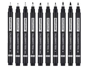 MARTCOLOR Calligraphy Pens, 10 Size Calligraphy Pens for Writing, Brush Pen Calligraphy Set for Beginners, Calligraphy Brush Pens, Hand Lettering Pen for Art Drawing, Sketching, Scrapbooking