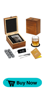 Whiskey Set Gifts for Men, DIOXADOP 6 Stainless Steel Whisky Stones 2 Crystal Whisky Glasses 1 Blessing Card in a Exquisite Wooden Box, Prepare a Gift for Whiskey Scotch Bourbon Lover