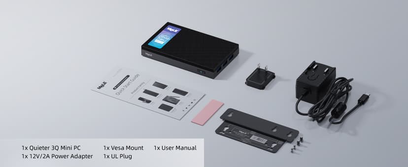 MeLE Fanless Mini PC Quieter3Q 11th Gen N5100 8GB 128GB, Micro Computer WiFi 5 Small Desktop Service with USB-C PD, Gigabit Ethernet, Dual HDMI 4K, Auto Power on, PXE Support M.2 SSD