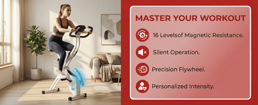 BARWING Stationary Exercise Bike for Home Workout, 5 IN 1 Foldable Indoor Cycling Bike for Seniors, 350LB Capacity, 16-Level Magnetic Resistance, Seat Backrest Adjustments