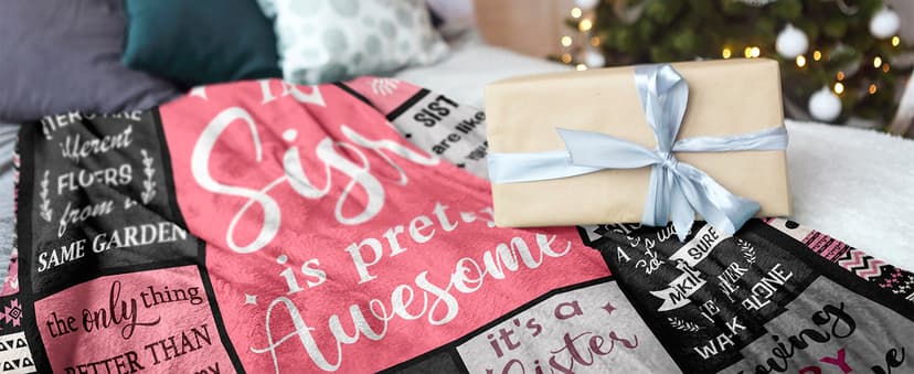 Ruvinzo Sister Gifts from Sis, Sisters Birthday Gift Idea, Best Sister Ever Gift for Women, Birthday Gifts for Sisters, Sis Soft Throw Blanket 60" x 50" B0BY8BFFQ9