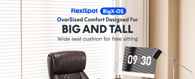 FLEXISPOT 500lbs Big and Tall Office Chair for Heavy People, Heavy Duty Computer Chair with Stable Arms Adjustable Lumbar Support Metal Base, Desk Chairs for Home Office Gaming Working, Leather, Brown