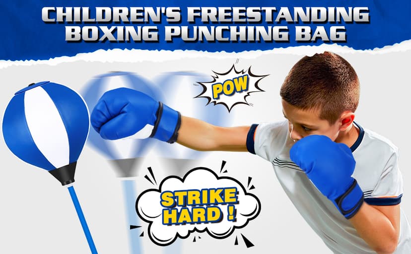 Punching Bag for Ages 3 4 5 6 7 8+ Years Old Kids, Boxing Bag Set Toy with Boxing Gloves, Height Adjustable Punching Bag, Sport Toy for Boys & Girls, Ideal Christmas Birthday Gift for Kids