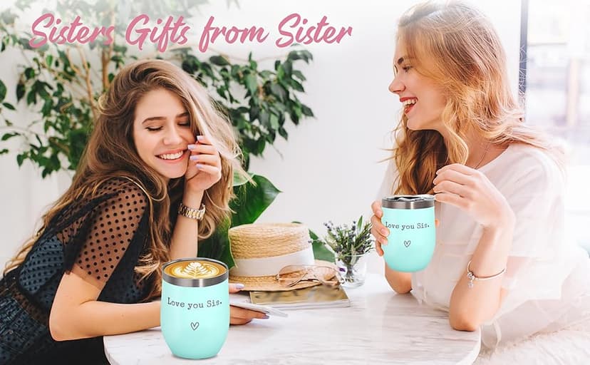 Sisters Gifts from Sister - Love You Sis - Sisters Birthday Gift - Christmas Graduation Birthday Gift for Sister, 12oz Tumbler with Straw(Mint)