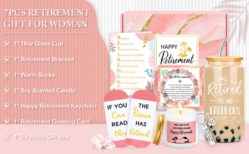 Retirement Gift for Woman 2026 Retired Gifts for Women Happy Cool Retirement Gift Basket for Women Coworker Teacher Nurse Boss Friend Mom Grandma Retirees, 20Oz Tumbler Card The Queen Has Retired Sock B0DWS42JVS