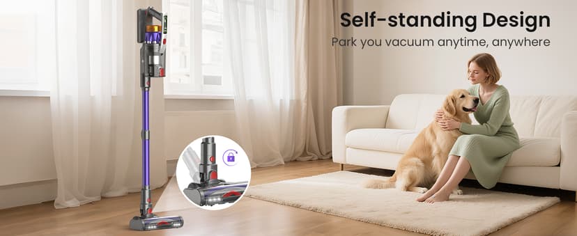 NADALY Cordless Vacuum Cleaner, 650W 55KPA 70Mins Vacuum Cleaners for Home, Anti-Tangle, Self-Standing Stick Vacuum Cordless Rechargeable, Lightweight Vacuum for Hardwood Floors/Pet Hair/Carpet