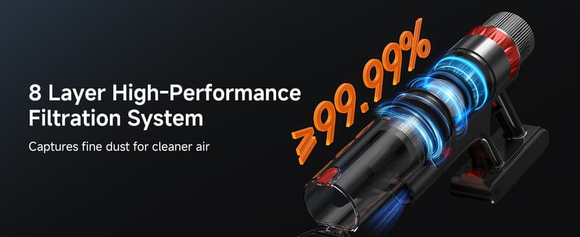 Cordless Vacuum Cleaner, 560W/48KPa/70Mins Vacuum Cleaners for Home,Self-Standing Stick Vacuum with Smart Touch Screen,Rechargeable Lightweight Vacuum for Pet Hair,Carpets, Hard Floors