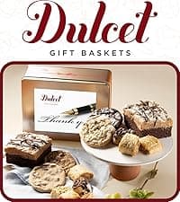 Dulcet Gift Basket – Premium Freshly Gourmet Baked Goods – Gift Basket for All Types of Special Occassions - Assorted Variety of Tastes with Delicious Brownies, Crumb Cakes Rugelah, and Muffins.
