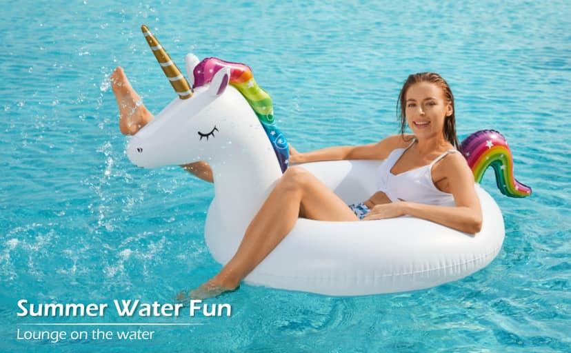 Inflatable Unicorn Flamingo Pool Floats - Jasonwell 2 Pack Pool Floaties Inflatables Rafts for Swimming Pool Tubes for Floating Lake Beach Floaty Swim Rings Pool Party Toys for Adults Kids