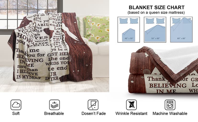 Gifts for Dad from Daughter to My Dad Blanket Best Gift for Fathers Day Birthday Christmas Valentines Day Bday Present Idea for Father Husband Men Him Healing Thoughts Throw Blanket 60''x50''