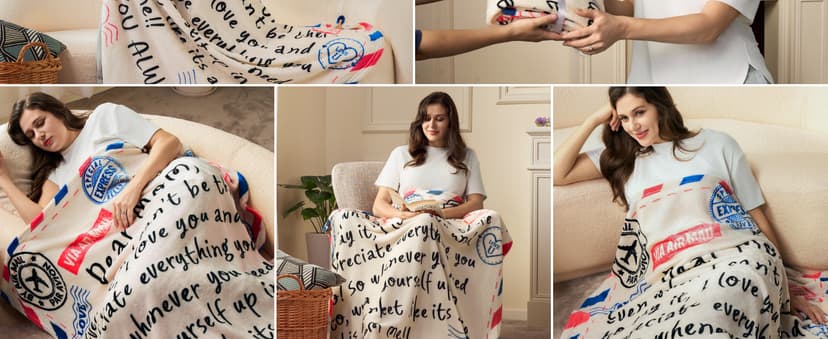 Joiedomi Birthday Gifts for Mom Soft Flannel Mom Blanket for Women Wife Grandma Mothers Day Anniversary Present from Daughter Son 50" x 60" Ivory White