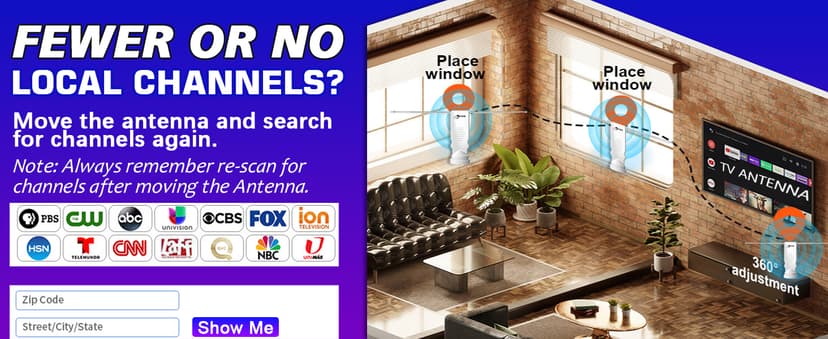 2025 Digital Rabbit Ear Antenna - Indoor Smart Long Distance Reception, Supports 4K 8K 1080p Local Channels