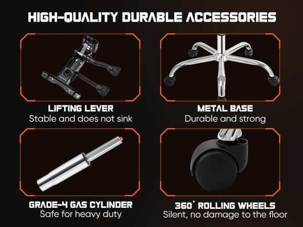 DUMOS Ergonomic Gaming Office Desk Chair with Linkage Armrests for Adults, Height Adjustable Computer Chair with Footrest and Headrest, PU Leather 360° Swivel Recliner with Lumbar Support, Deep Blue