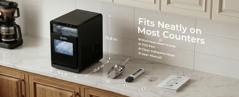 Nugget Ice Maker Countertop: 44lb/Day, Self-Cleaning, Black Stainless Steel, Portable, Soft Chewable Pebble Ice Machine for Home Kitchen, RV & Office