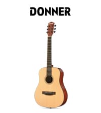 Donner Acoustic Guitar Kits for Beginners & Intermediate Learners - 38" Travel Guitar with Carbon Fiber Top, Wooden Back & Sides, Case, Strap, Steel-Strings, RISING-G1 (Gloss, Brown)