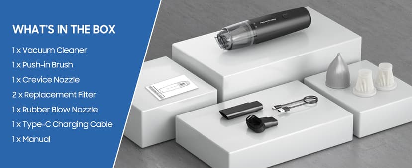 Handheld Vacuum Cordless, Car Vacuum Cleaner Portable with HEPA Filter, 2 Suction Modes, Mini Hand Held Vacuum Rechargeable for Car, Home, Pet Hair, Office, Desk, Keyboards (Black)