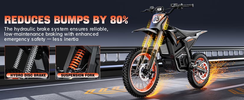 Malzahar Electric Dirt Bike for Teens Adults, 3500W, 40MPH & 60 Miles Electric Motorcycle, 48V/23.4AH Removable Battery, Hydraulic Brakes & Full Suspension, Mountain Off-Road E Dirt Bike for Age 13+