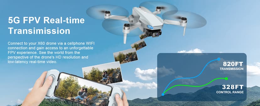Drone with Camera, 2K HD FPV Drones for Adults, Mini Drone with Gravity Control, One Key Take Off/Land, Waypoint Fly, Gestures Selfie, 3 Speed Modes, RC Drone for Beginners with 2 Batteries