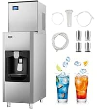 EUHOMY 15" W Commercial Under Counter Ice Maker Machine, 90 Lb/Day Auto-Cleaning & 24H Timer, Gravity Drainage,Stainless Steel Built-in Freestanding Ice Maker, 24 Lb Bin, Ideal for Commercial & Home