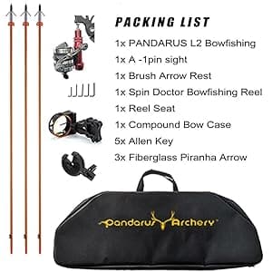 Bowfishing Bow Kit with Arrow Ready to Shoot Right Handed 15-45 LBS Draw Length 18"-29.5" Adjustable,Axle-to-Axle: 34.2",Complete Compound Bow Fishing Kit 2024 New