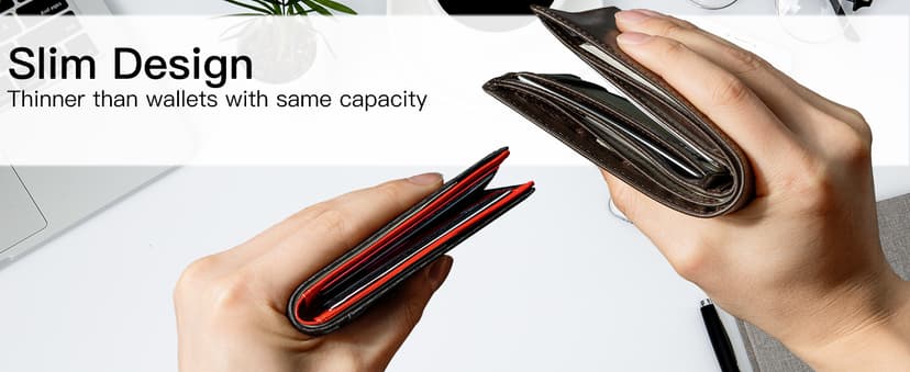 GSOIAX Slim Wallet for Men Rfid Blocking Leather Bifold Front Pocket Carbon Fiber Men's Money Clips Credit Card Holder With Gift Box B09P3QGR1D
