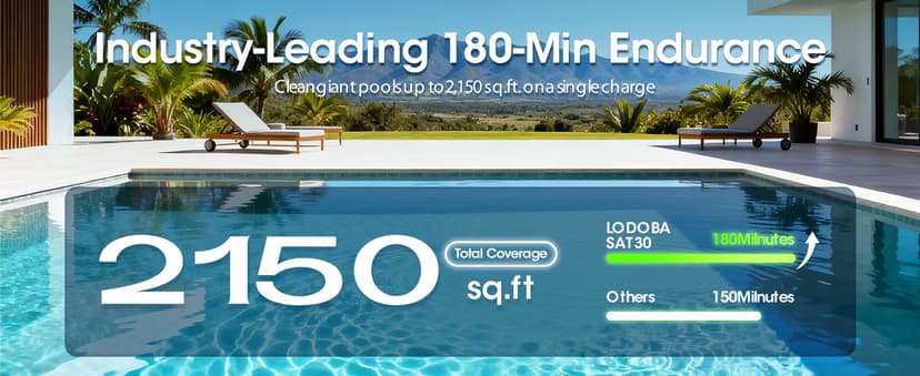 Pool Vacuum for Inground Pools & Above Ground Pool, Cordless Robotic Pool Cleaner with 180W Brushless Motor, 3-Hour Runtime, Wall-Climbing Pool Robot Scrubber for Pools up to 2150 Sq.Ft.
