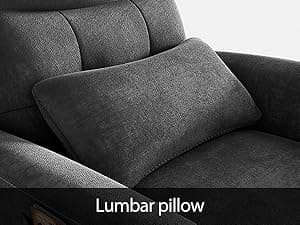 Power Recliner Chair for Adults with Heat & Massage - Soft Fabric Electric Reclining Sofa with Remote Control, 180° Lay Sleeper 3 Side Pockets for Living Room Home Theater, Dark Grey