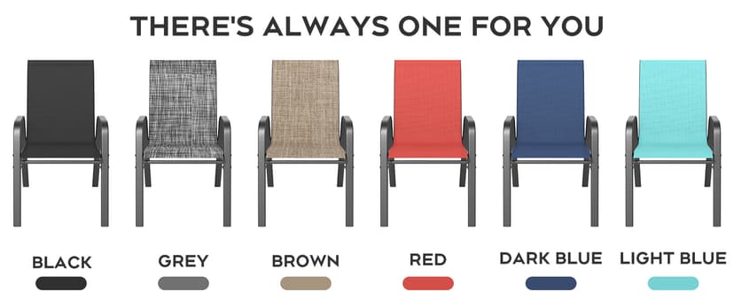 Patio Chairs Set of 6, Stackable Outdoor Dining Chairs for All Weather Textilene Fabric & Metal Frame, Outdoor Chairs Set for Backyard Deck Garden