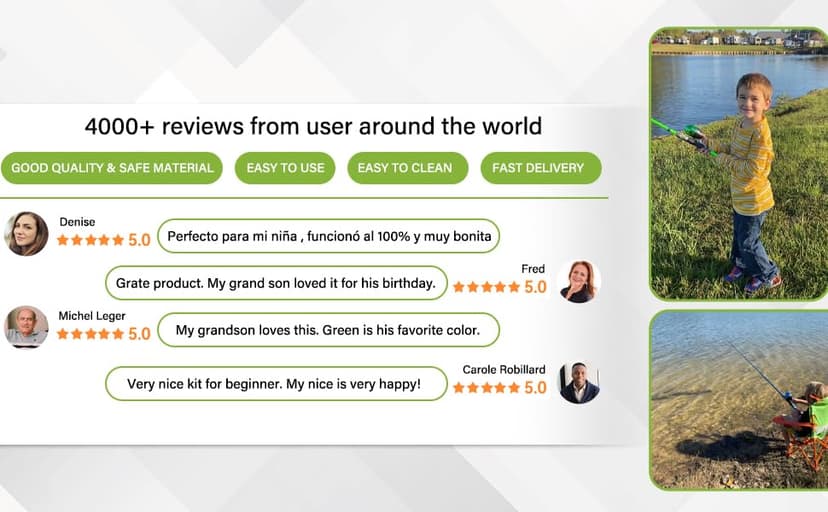 Lanaak Kids Fishing Pole, Kids Portable Telescopic Fishing Rod Set, Tackle Box and Fishing Net Combo Kit, Kids Fishing Gear for Boys and Girls Age 5-10 and Youth