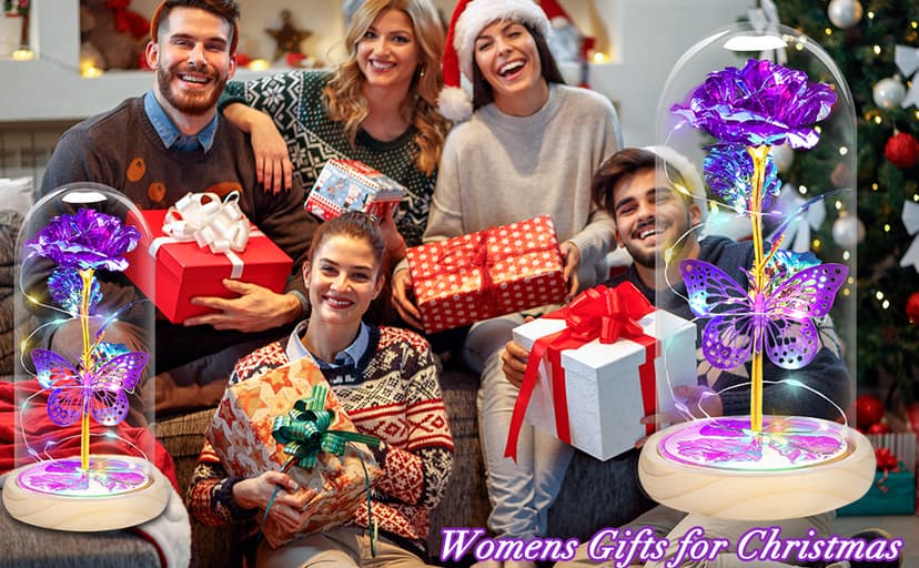 QUNPON Mothers Day Rose Gifts for Mom Flowers Rose Gifts for Women,Birthday Gifts for Women,Purple Butterfly Flowers for Mom Mother Day Flower Gifts from Daughter Son,Gift for Sister,Her,Grandma,Wife