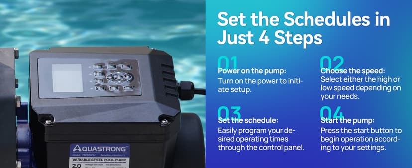 Aquastrong Variable Speed Pool Pump In/Above Pool Pump Energy Efficient High Flow Powerful Self Primming Swimming Pool Pumps with Filter Basket,Black
