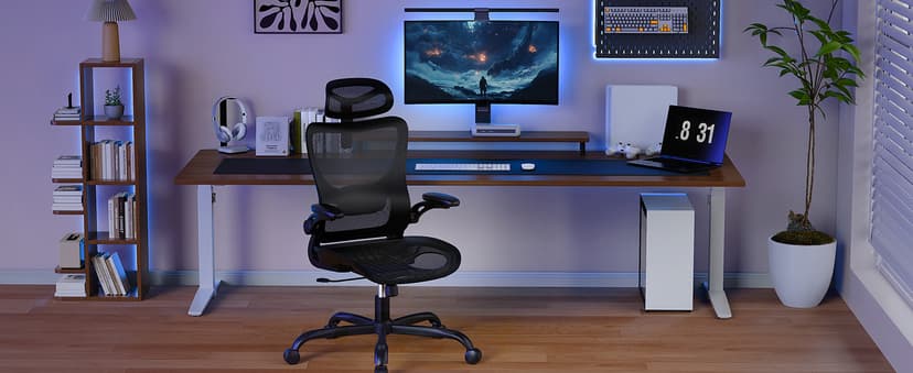 Marsail Ergonomic Mesh Office Chair High Back Home Office Desk Chair with Adaptive Lumbar Support, 2D Headrest, 3D Flip-Up Armrests, Height Adjustable and Rocking Tilt for Home Office and Gaming