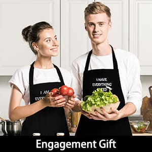 YIKA® Apron Couples, Christmas Gifts for Couples: Waterproof Aprons for Women Men, with Adjustable Neck Strap with Extra Long Ties, 2 Pockets (Black)