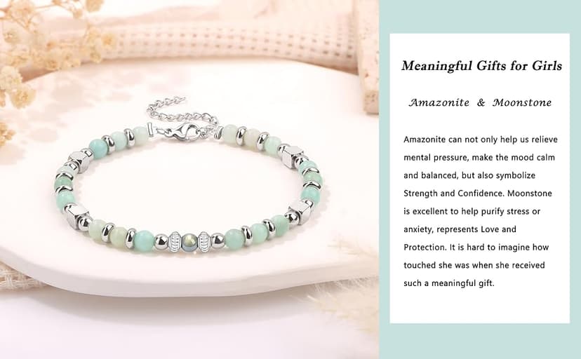 𝗚𝗶𝗳𝘁𝘀 𝗳𝗼𝗿 𝗪𝗼𝗺𝗲𝗻 𝗠𝗼𝗼𝗻𝘀𝘁𝗼𝗻𝗲 𝗕𝗿𝗮𝗰𝗲𝗹𝗲𝘁 Amazonite Colorful Imperial Jasper Stainless Steel Beads Bracelets, Graduation Mothers Day Christmas Birthday Gifts for Her Women