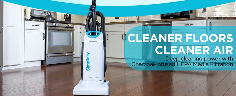 Simplicity Vacuums Premium Allergy Upright Vacuum Cleaner – Multi-Surface Bagged Vacuum Cleaner for Home with Charcoal HEPA Filter Media, Powerful Pet Hair Pickup, Brushroll Activation Switch, S26