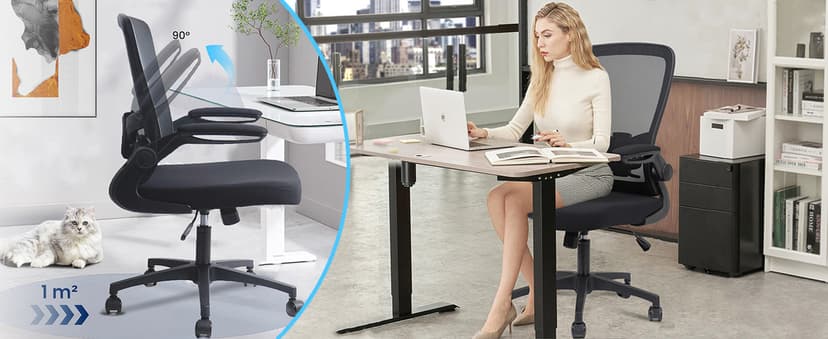 KLASIKA Desk Chairs with Wheels, Ergonomic Mesh Office Chair Adjustable Height and Swivel Lumbar Support Home Office Chair with Flip Up Armrests (8PK)